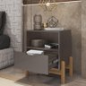 Mesa de Cabeceira Quarto Antares 1 Gaveta Pés Madeira Maciça Cinza Perola - 2