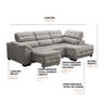 Sofá Canto Chaise Luiza 5 Lugares Retrátil Reclinável 250Cm Mola Bonnel Pillow Suede Cinza - SóSofá - 2