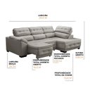 Ver imagem 2 de Sofá Canto Chaise Luiza 5 Lugares Retrátil Reclinável 250Cm Mola Bonnel Pillow Suede Cinza - SóSofá