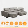 Sofá Canto Chaise Luiza 5 Lugares Retrátil Reclinável 250Cm Mola Bonnel Pillow Suede Cinza - SóSofá - 3