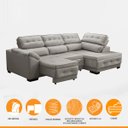 Ver imagem 3 de Sofá Canto Chaise Luiza 5 Lugares Retrátil Reclinável 250Cm Mola Bonnel Pillow Suede Cinza - SóSofá