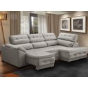 Ver imagem 1 de Sofá Canto Chaise Luiza 5 Lugares Retrátil Reclinável 250Cm Mola Bonnel Pillow Suede Cinza - SóSofá