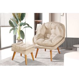 Poltrona e Puff Sênior Suede P Recepção, Escritório, Sala:bege Suede - 3