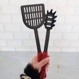 Kit 5 Utensílios de Cozinha Vermelho Colher Concha Espátula Pegador Escumadeira Cinquetti - 5