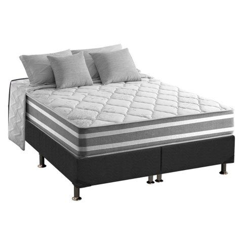 Cama Box Queen: Colchão Molas Ensacadas Anjos Masterpocket Duo Sono + Base Crc Suede Gray(158x198)