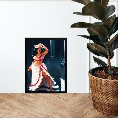 Quadro Maria Navalha - Umbanda 33x24cm - com Vidro:madeira Branca