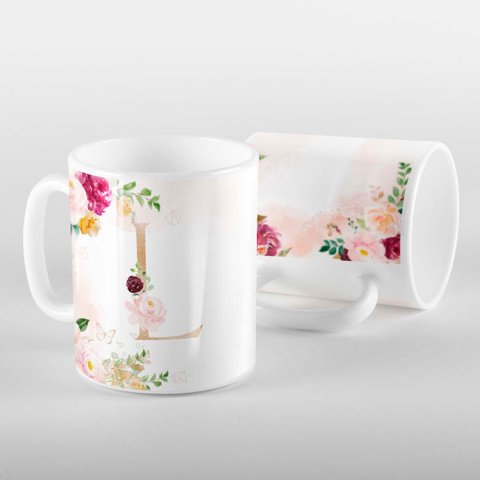 Caneca Letras Iniciais L Marsala