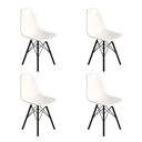 Ver imagem 1 de Conjunto 4 Cadeiras Eames Design Moderno Tubo de Ferro Preto Assento Branco