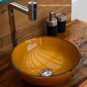 Ver imagem 5 de Cuba de Vidro 35cm sem Válvula Jaspe Astra Amarelo/Ouro