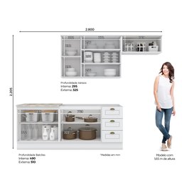 Cozinha Compacta de 04 Peças com Aéreo para Geladeira Nova York Henn - 2