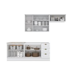 Cozinha Compacta de 04 Peças com Aéreo para Geladeira Nova York Henn - 3