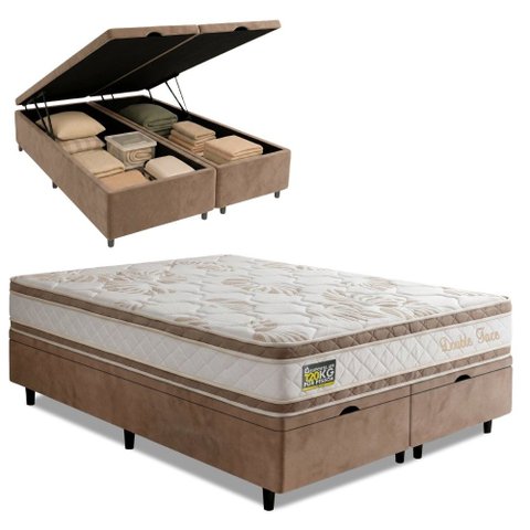 Cama Box Baú Queen Molas Ensacadas D33 Double Face 158x198x68cm Hellen