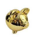 Ver imagem 1 de Cofrinho Cofre Porco Cromado Dourado 19x22cm Cofre Decoraçâo