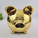 Ver imagem 4 de Cofrinho Cofre Porco Cromado Dourado 19x22cm Cofre Decoraçâo