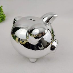 Cofrinho Cofre Porco Cromado Prata 19x22cm Cofre Decoraçâo - 3