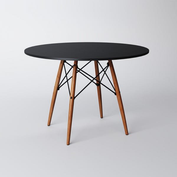 Conjunto de Mesa 4 Cadeiras Pretas Eames Eiffel 110cm Base Madeira Tampo Preto - 3