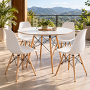 Ver imagem 2 de Conjunto Mesa Eiffel 110cm e 4 Cadeiras Polipropileno Eames; Sala de Jantar Branca