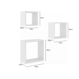 Nicho Cubo em Mdf Branco Kit com 3 - 15cm de Profundidade - 2