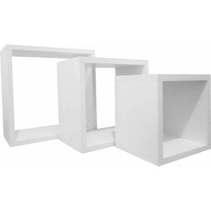 Nicho Cubo em Mdf Branco Kit com 3 - 15cm de Profundidade