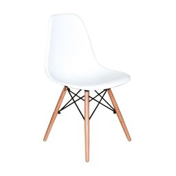 Cadeira Eames Branca - Base de Madeira Natural - 1