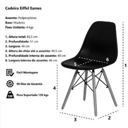 Cadeira Eames Branca - Base de Madeira Natural - 4
