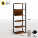 Ver imagem 5 de Escritório Industrial Mesa Redonda 110cm e 2 Estantes Altas Cor:nogal com Preto