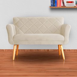 Namoradeira Decorativa Isabela Pés Palito Suede Bege - Ds Estofados - 5