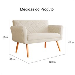 Namoradeira Decorativa Isabela Pés Palito Suede Bege - Ds Estofados - 4