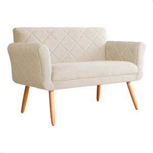 Namoradeira Decorativa Isabela Pés Palito Suede Bege - Ds Estofados