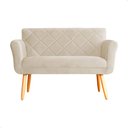 Ver imagem 3 de Namoradeira Decorativa Isabela Pés Palito Suede Bege - Ds Estofados