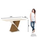 Ver imagem 3 de Mesa 160 X 90 Cm Sala de Jantar Cozinha Arredondado com Vidro Mdf Branco Off White Madeira Nature
