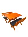 Ver imagem 7 de Mesa para Área Externa com 2 Bancos com Encosto Estofado Preto 120x80cm Kit Churrasco Mel