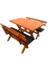 Ver imagem 2 de Mesa para Área Externa com 2 Bancos com Encosto Estofado Preto 120x80cm Kit Churrasco Mel