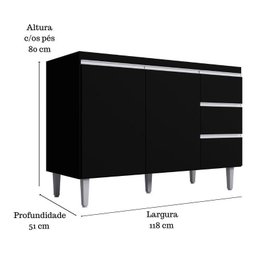 Balcão Andreia para Pia S/tampo 120cm Ajl Móveis - 2