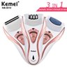 Depilador Elétrico Feminino Kemei 3x1 Pelos Corpo, Lixa o Pé - 1