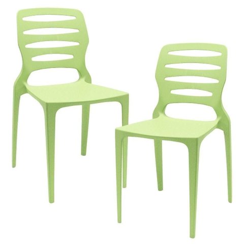 Kit 02 Cadeiras para Cozinha Área Gourmet Jardim Empilhável Larsen P03 Verde Claro - Lyam Decor
