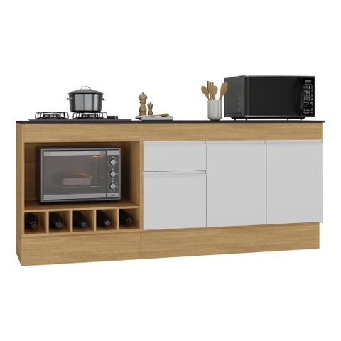 Kit Balcão de Cozinha para Pia e Cooktop/Forno com Rodapé 190cm Veneza Multimóveis MP2995