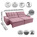 Ver imagem 3 de Sofá Elegance Retratil e Reclinavel 2,32 Mts Veludo Rosa