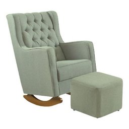 Poltrona Amamentação Verde Boucle Balanço Quarto Bebê Nina - 1