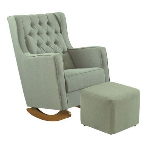 Poltrona Amamentação Verde Boucle Balanço Quarto Bebê Nina