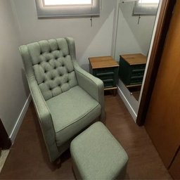 Poltrona Amamentação Verde Boucle Balanço Quarto Bebê Nina - 4