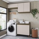 Ver imagem 1 de Lavanderia Modulada Connect 5 Portas 3 Prateleiras MDF 160cm Cinza