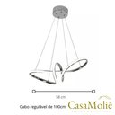 Ver imagem 3 de Lustre Led Infinity Moderno 40w 58 Cm Prata C/ Controle