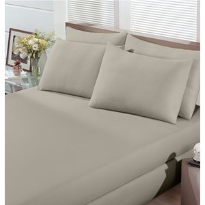 Lençol com Elastico Queen Avulso Malha Penteada 100% Algodão Buettner Basic Trigo