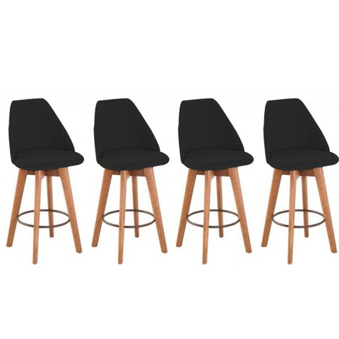 Kit 4 Banquetas Maya Gourmet Giratória Decorativa - Tecido Cinza