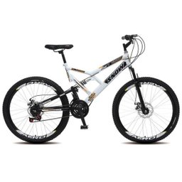 Bicicleta Snow Aro 26 Dupla Suspensão Freios A Disco 21 Marchas - Branco - 1 Bicicleta Snow Aro 26 Dupla Suspensão Freios A Disco 21 Marchas - Branco - 1