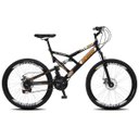 Ver imagem 1 de Bicicleta Snow Aro 26 Dupla Suspensão Freios a Disco 21 Marchas - Preto
