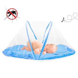 Mini Berço Bebê Portátil com Mosquiteiro:azul