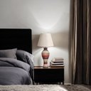 Ver imagem 2 de Abajur de Cerâmica Pequeno para Quarto Vermelho e Marrom Califórnia com Cúpula