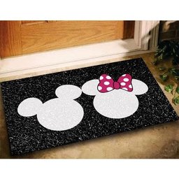 Tapete Capacho Personalizado - Mickey e Minnie 60x40cm Preto - 1